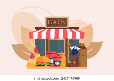 Coffee Shop Flat Illustration Design