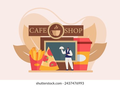 Coffee Shop Flat Illustration Design
