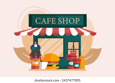 Coffee Shop Flat Illustration Design