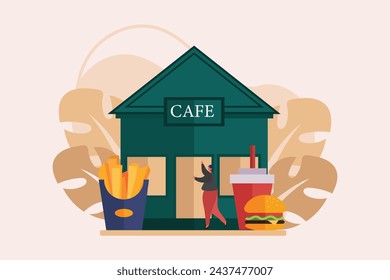 Coffee Shop Flat Illustration Design