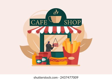Coffee Shop Flat Illustration Design