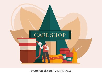 Coffee Shop Flat Illustration Design