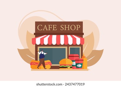 Coffee Shop Flat Illustration Design