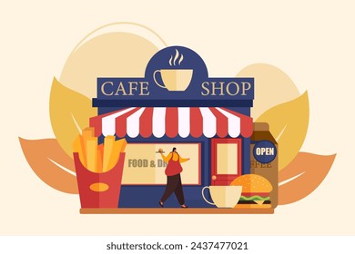 Coffee Shop Flat Illustration Design