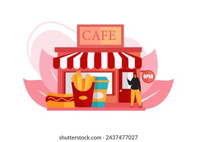 Coffee Shop Flat Illustration Design