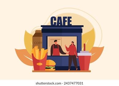 Coffee Shop Flat Illustration Design