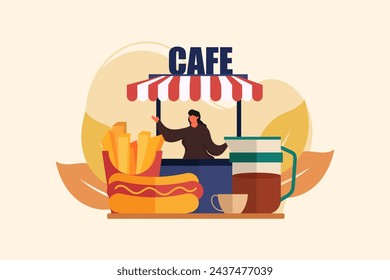 Coffee Shop Flat Illustration Design
