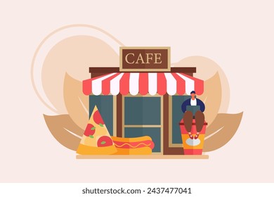 Coffee Shop Flat Illustration Design