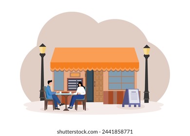 Coffee Shop Flat Illustration Design