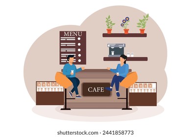 Diseño de ilustración plana de cafetería