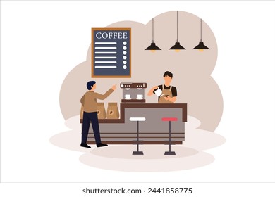 Coffee Shop Flat Illustration Design