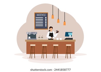 Coffee Shop Flat Illustration Design