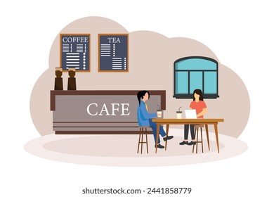 Coffee Shop Flat Illustration Design