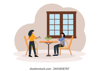 Diseño de ilustración plana de cafetería