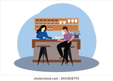 Coffee Shop Flat Illustration Design