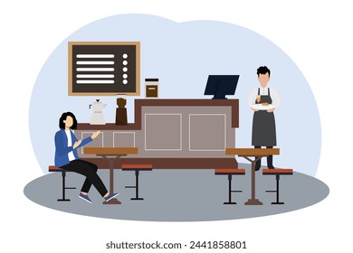 Coffee Shop Flat Illustration Design