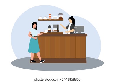 Coffee Shop Flat Illustration Design
