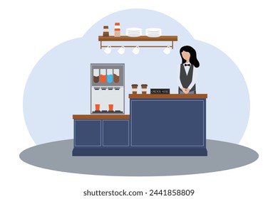 Coffee Shop Flat Illustration Design