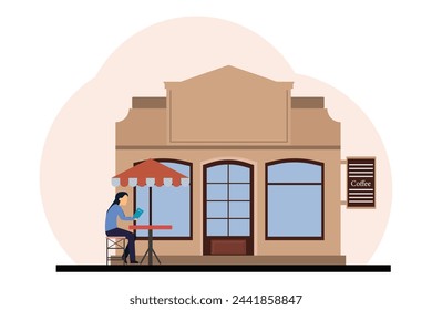 Coffee Shop Flat Illustration Design