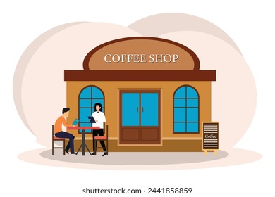 Coffee Shop Flat Illustration Design