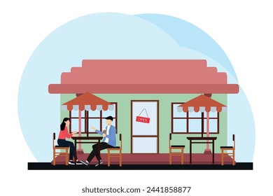 Coffee Shop Flat Illustration Design