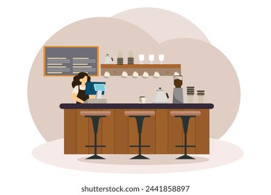 Coffee Shop Flat Illustration Design