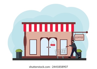 Coffee Shop Flat Illustration Design