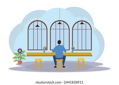 Coffee Shop Flat Illustration Design