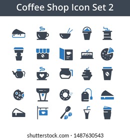 Coffee shop flat vector icon set