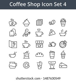 Coffee shop flat vector icon set