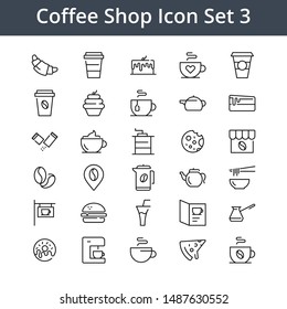 Coffee shop flat vector icon set
