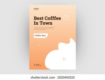 Plantilla de folleto de la cafetería. Diseño de afiches para el volante de promoción de cafés. Plantilla de diseño de café en volante de ciudad