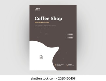 Coffee shop flyer template. Cafe promotion flyer poster design. Cafe in town flyer design template