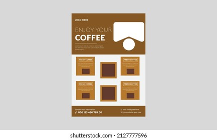 Plantilla de folleto de Coffee Shop, diseño de afiches de promoción de Cafe. Plantilla de diseño de café en el volante de la ciudad.