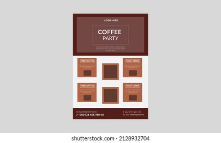 Coffee Shop flyer template, Cafe promotion flyer poster design. Cafe in town flyer design template.