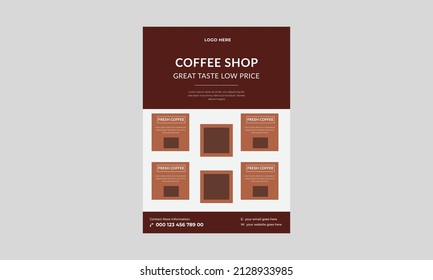 Plantilla de folleto de Coffee Shop, diseño de afiches de promoción de Cafe. Plantilla de diseño de café en el volante de la ciudad.