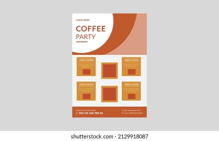 Plantilla de folleto de Coffee Shop, diseño de afiches de promoción de Cafe. Plantilla de diseño de café en el volante de la ciudad.