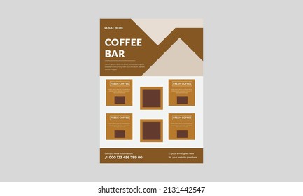 Plantilla de folleto de Coffee Shop, diseño de afiches de promoción de Cafe. Plantilla de diseño de café en el volante de la ciudad.