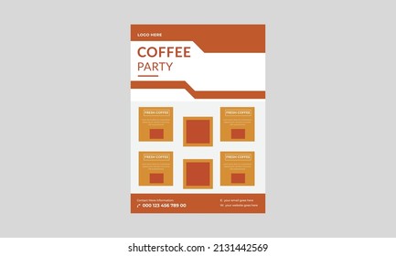 Plantilla de folleto de Coffee Shop, diseño de afiches de promoción de Cafe. Plantilla de diseño de café en el volante de la ciudad.