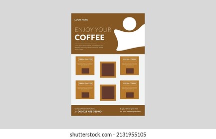 Plantilla de folleto de Coffee Shop, diseño de afiches de promoción de Cafe. Plantilla de diseño de café en el volante de la ciudad.