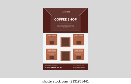 Plantilla de folleto de Coffee Shop, diseño de afiches de promoción de Cafe. Plantilla de diseño de café en el volante de la ciudad.