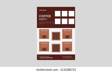 Plantilla de folleto de Coffee Shop, diseño de afiches de promoción de Cafe. Plantilla de diseño de café en el volante de la ciudad.