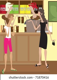 A coffee shop full of customers.