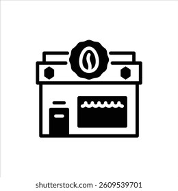 coffee shop glyph icon. coffee shop solid line illustration