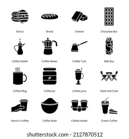 Coffee Shop Glyph Icons - Solid, Vectors