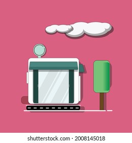 coffee shop graphic vector illustration showing a minimalist coffee shop, and the vector is good for commercial coffee shops, can be used for advertising on social media or used for logos