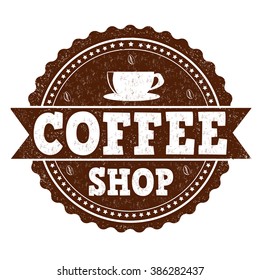 Coffee shop grunge rubber stamp on white background, vector illustration