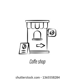 coffee shop hand draw icon. Element of coffee illustration icon. Signs and symbols can be used for web, logo, mobile app, UI, UX