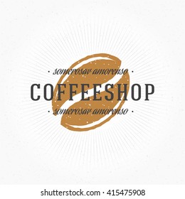 Coffee Shop Hand Drawn Logo Template. Vector Design Element Vintage Style for Logotype, Label, Badge, Emblem. Coffee Logo, Coffee Bean Logo, Coffee Symbol, Coffee Icon, Retro Logo.