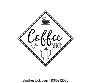 Coffee Shop Hipster Vintage Stylized Lettering badge. Vector Illustration